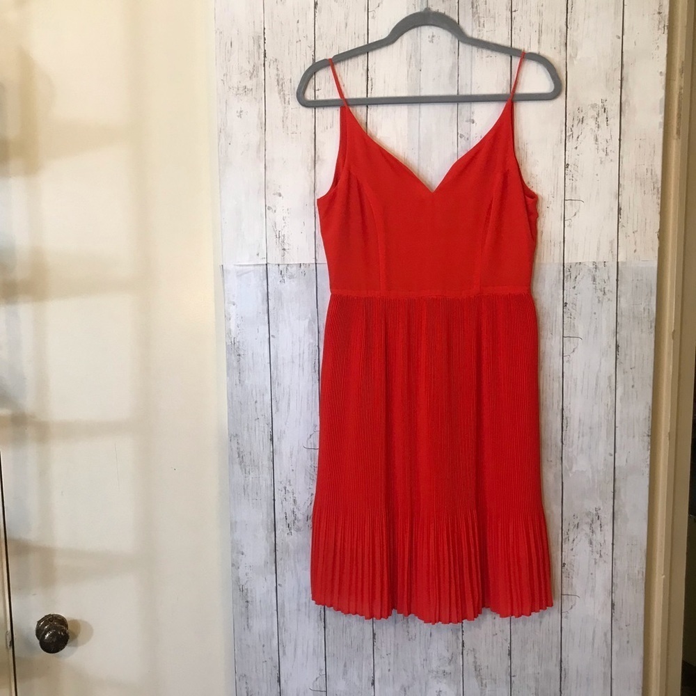 Chili Pepper 🌶 Red "Storee" Women's Spaghetti Strap Pleated Midi Dress